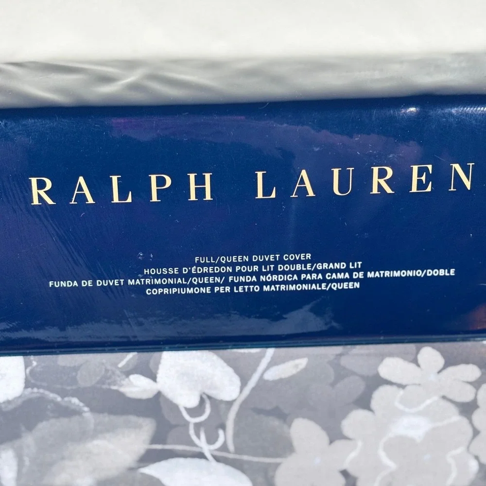 Ralph Lauren Avery Full /Queen Duvet Cover Gray Floral Cottagecore Neutral‎ NEW